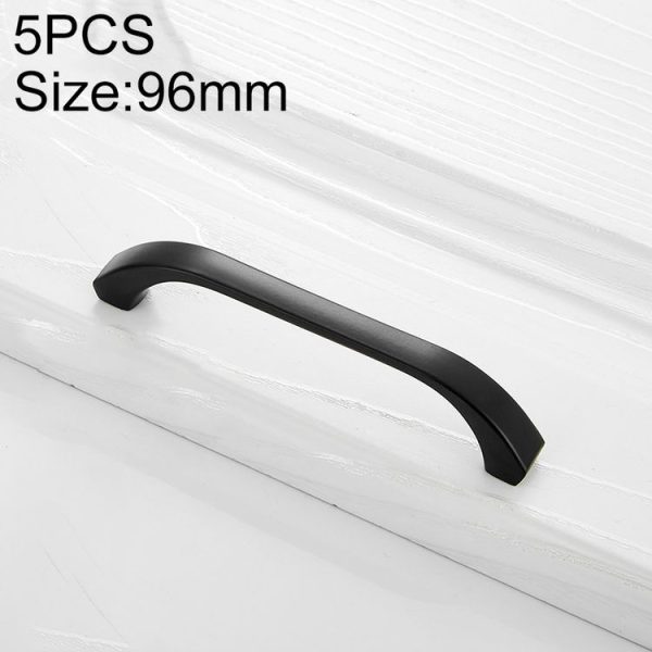 5 PCS 4003_96 Stainless Steel Closet Cabinet Handle Pitch: 96mm (Black)