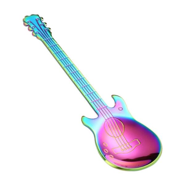 Creative Stainless Steel Guitar Shape Coffee Spoon Mixing Spoon (Colour)