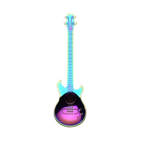 Creative Stainless Steel Guitar Shape Coffee Spoon Mixing Spoon (Colour) - Image 2