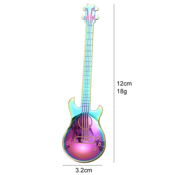 Creative Stainless Steel Guitar Shape Coffee Spoon Mixing Spoon (Colour) - Image 3