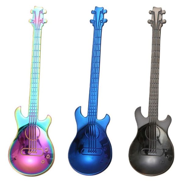 Creative Stainless Steel Guitar Shape Coffee Spoon Mixing Spoon (Colour) - Image 4