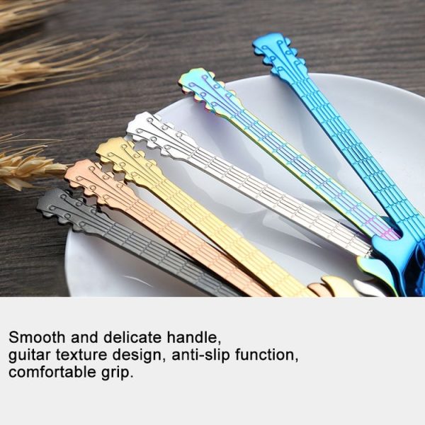 Creative Stainless Steel Guitar Shape Coffee Spoon Mixing Spoon (Colour) - Image 6