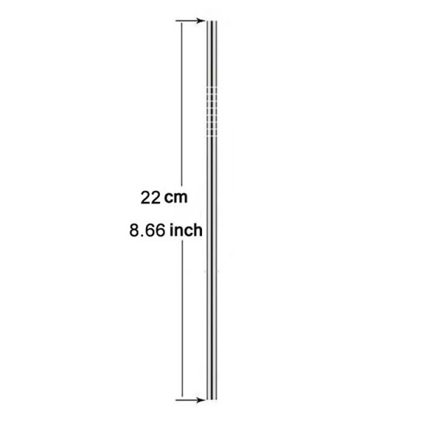 5pcs Reusable Stainless Steel Straight Drinking Straw + Cleaner Brush Set Kit, 215*6mm (Black) - Image 4