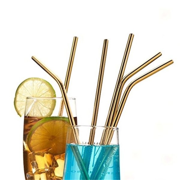 4pcs Reusable Stainless Steel Drinking Straw + Cleaner Brush Set Kit, 215*8mm (Black) - Image 7