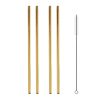 5pcs Reusable Stainless Steel Straight Drinking Straw + Cleaner Brush Set Kit, 266*6mm (Gold) - Image 2