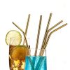 5pcs Reusable Stainless Steel Straight Drinking Straw + Cleaner Brush Set Kit, 266*6mm (Gold) - Image 5