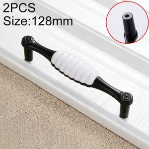 2 PCS 5002_128 Black and White Ceramic Closet Cabinet Handle Pitch: 128mm