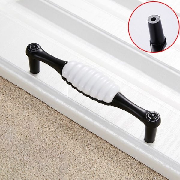 2 PCS 5002_128 Black and White Ceramic Closet Cabinet Handle Pitch: 128mm - Image 2