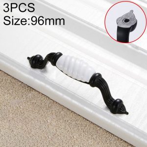 3 PCS 5003_96 Black and White Ceramic Closet Cabinet Handle Pitch: 96mm