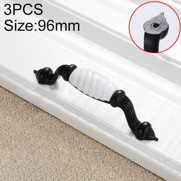3 PCS 5003_96 Black and White Ceramic Closet Cabinet Handle Pitch: 96mm