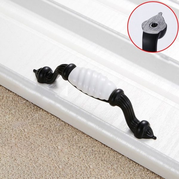 3 PCS 5003_96 Black and White Ceramic Closet Cabinet Handle Pitch: 96mm - Image 2