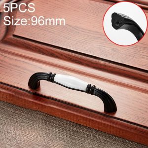 5 PCS 5007_96 Black and White Ceramic Closet Cabinet Handle Pitch: 96mm