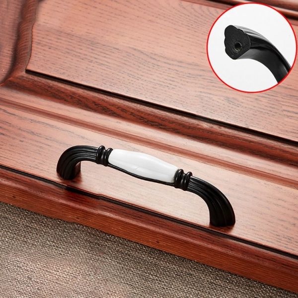 5 PCS 5007_96 Black and White Ceramic Closet Cabinet Handle Pitch: 96mm - Image 2