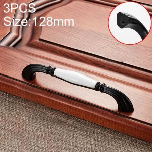 3 PCS 5007_128 Black and White Ceramic Closet Cabinet Handle Pitch: 128mm