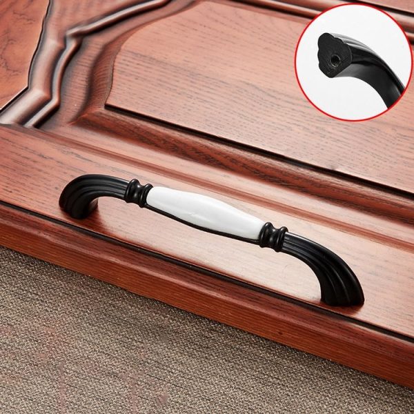3 PCS 5007_128 Black and White Ceramic Closet Cabinet Handle Pitch: 128mm - Image 2