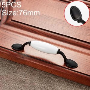 5 PCS 5018_96 Black and White Ceramic Closet Cabinet Handle Pitch: 96mm