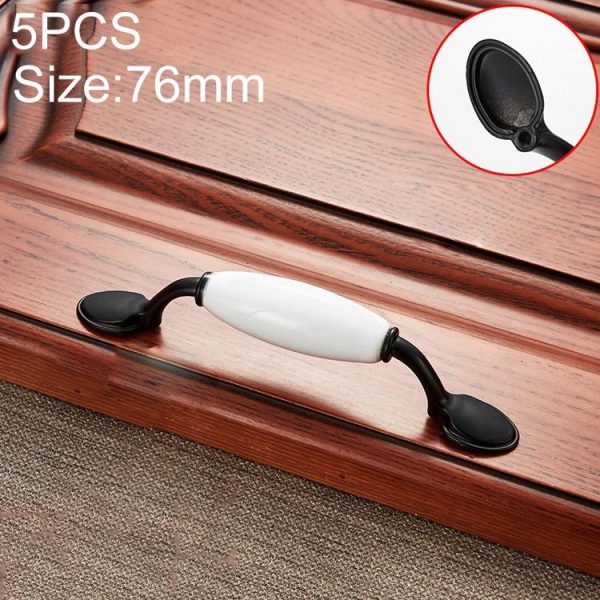 5 PCS 5018_96 Black and White Ceramic Closet Cabinet Handle Pitch: 96mm