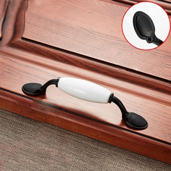 5 PCS 5018_96 Black and White Ceramic Closet Cabinet Handle Pitch: 96mm - Image 2