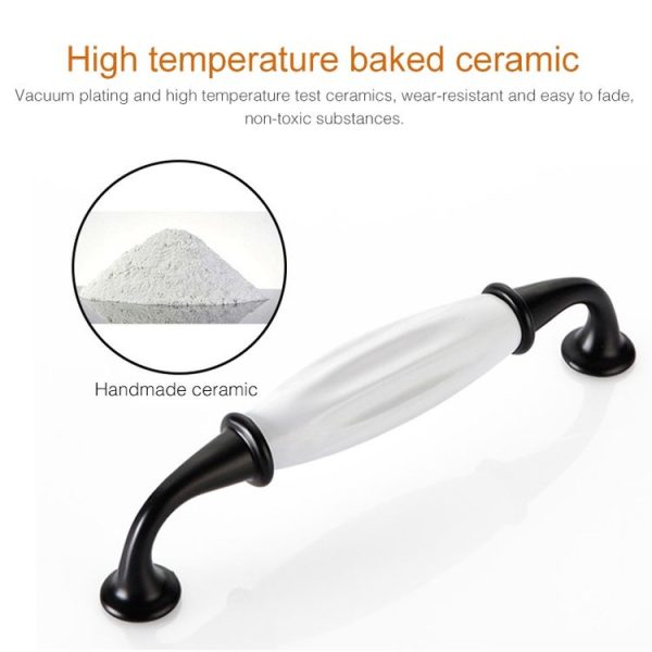 5 PCS 5018_96 Black and White Ceramic Closet Cabinet Handle Pitch: 96mm - Image 3