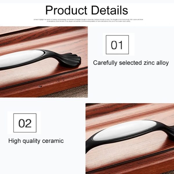 5 PCS 5018_96 Black and White Ceramic Closet Cabinet Handle Pitch: 96mm - Image 4