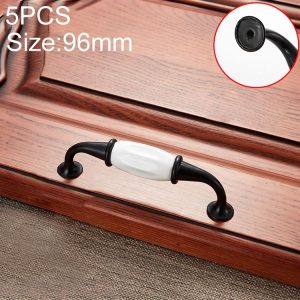 5 PCS 5025_96 Black and White Ceramic Closet Cabinet Handle Pitch: 96mm