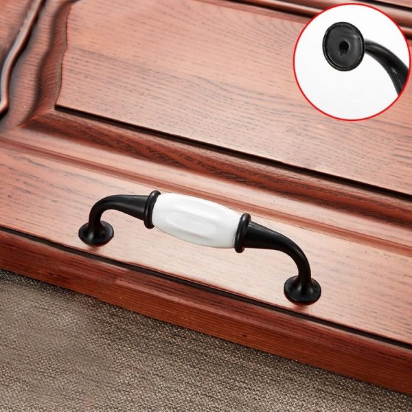 5 PCS 5025_96 Black and White Ceramic Closet Cabinet Handle Pitch: 96mm - Image 2