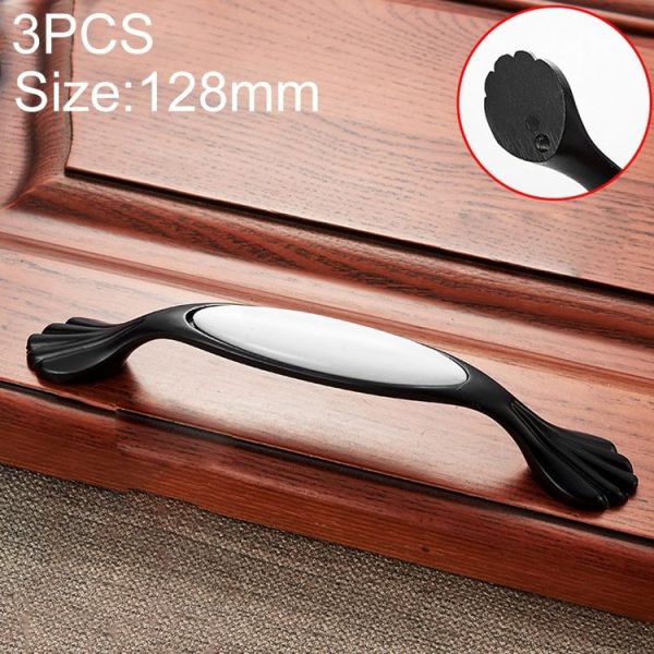 3 PCS 5026_128 Black and White Ceramic Closet Cabinet Handle Pitch: 128mm