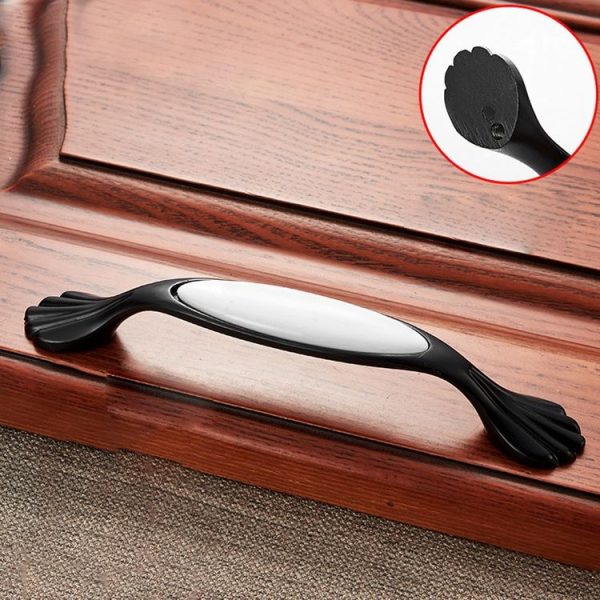 3 PCS 5026_128 Black and White Ceramic Closet Cabinet Handle Pitch: 128mm - Image 2