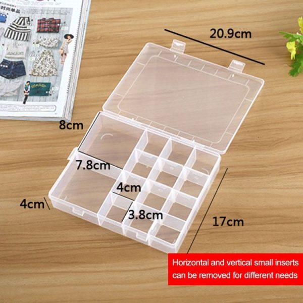 Plastic Organizer Container Storage Box 14 Slots Adjustable Divider Removable Grid Compartment for Jewelry Earring Fishing Hook Small Accessories - Image 4