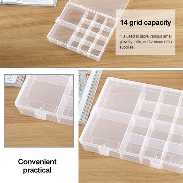 Plastic Organizer Container Storage Box 14 Slots Adjustable Divider Removable Grid Compartment for Jewelry Earring Fishing Hook Small Accessories - Image 6
