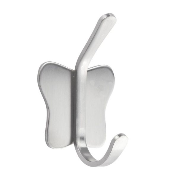Stainless Steel Butterfly Shape Sticky Clothes Hook Bathroom Non-perforated Storage Rack - Image 2