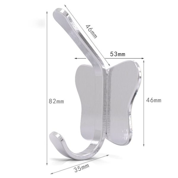 Stainless Steel Butterfly Shape Sticky Clothes Hook Bathroom Non-perforated Storage Rack - Image 3