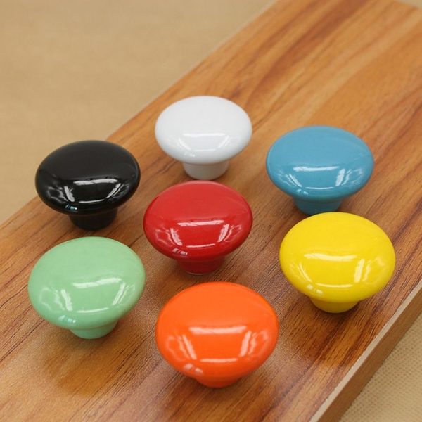 32mm Modern Literary Color Glazed Ceramic Cabinet Drawer Handle (Orange) - Image 4