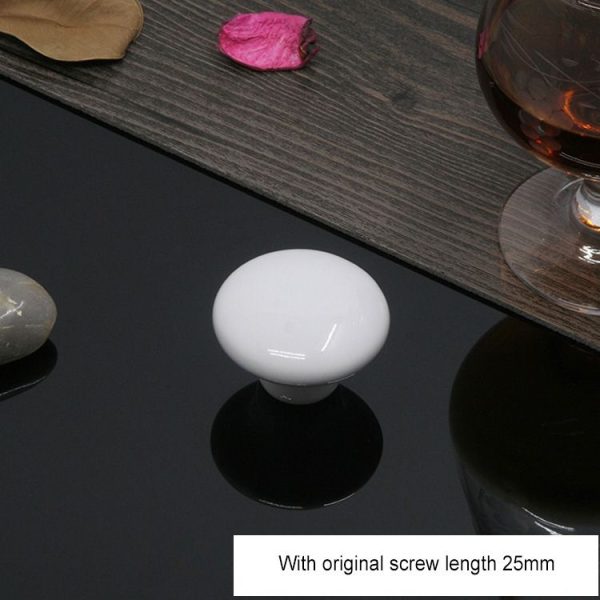 38mm Modern Literary Color Glazed Ceramic Cabinet Drawer Handle (White) - Image 2