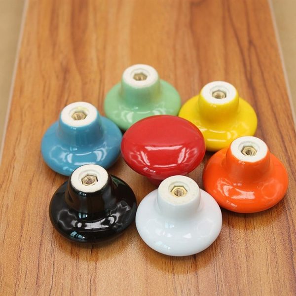 38mm Modern Literary Color Glazed Ceramic Cabinet Drawer Handle (White) - Image 3