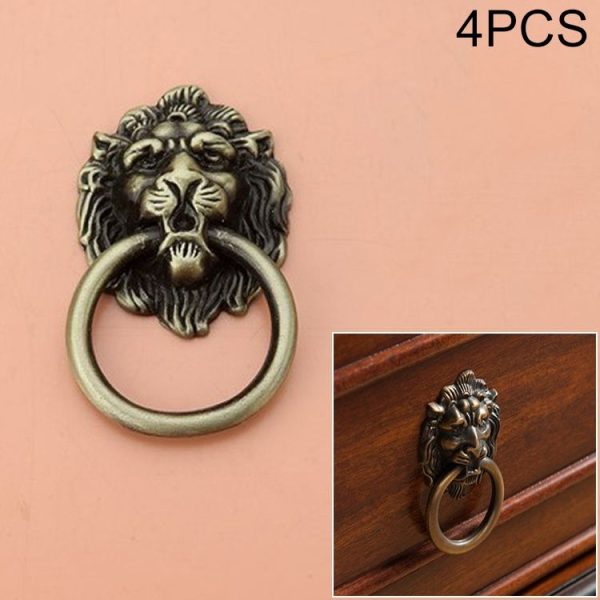 Classical Single Hole Lion Head Wardrobe Medicine Cabinet Handle (Bronze) - Image 2