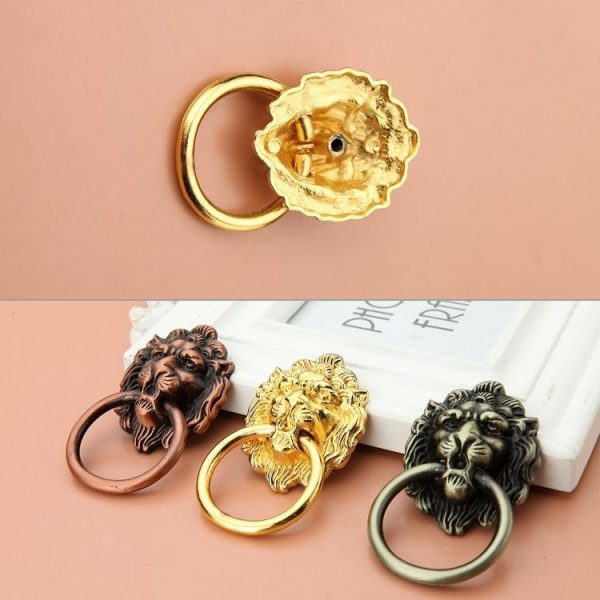 Classical Single Hole Lion Head Wardrobe Medicine Cabinet Handle (Bronze) - Image 3