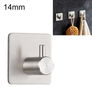 Stainless Steel Cylinder Hanger Bathroom Non-perforated Storage Clothes Hook, Size: 14mm (Silver)