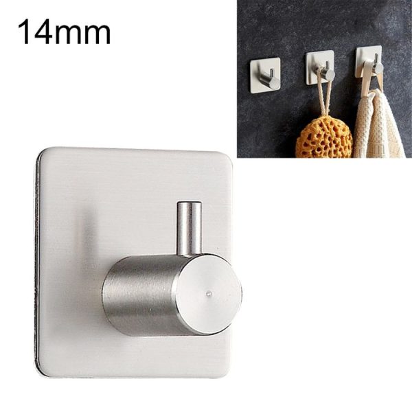 Stainless Steel Cylinder Hanger Bathroom Non-perforated Storage Clothes Hook, Size: 14mm (Silver)