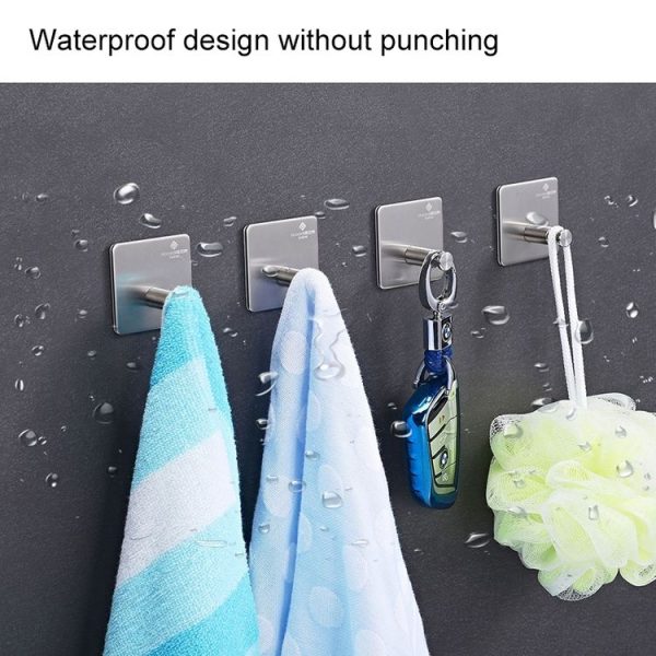 MYD-1034 Stainless Steel Hanger Bathroom Non-perforated Storage Clothes Hook - Image 4