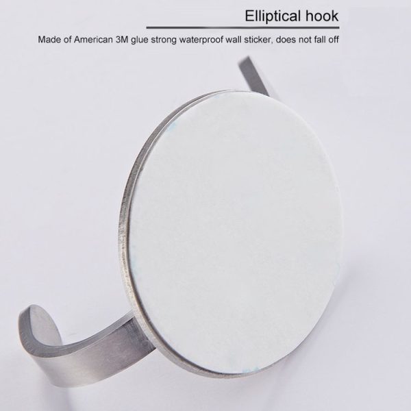 304 Stainless Steel Elliptical Hook Bathroom Non-perforated Storage Clothes Hanger - Image 3
