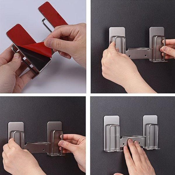 Stainless Steel Lovers Toothbrush Toothpaste Rack Bathroom Holder Storage Rack - Image 9