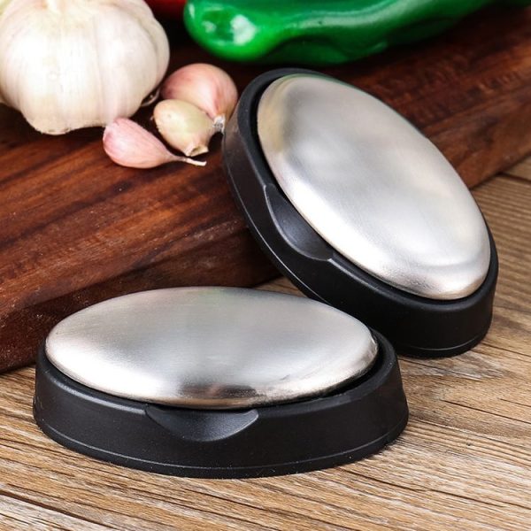 2 PCS Portable Cleaning Stainless Steel Oval Hand Soap Eliminating Odour Remover with Base, Random Style Delivery - Image 10