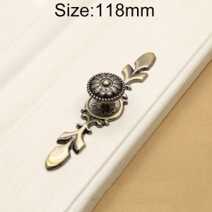 2809 Green Bronze Cabinet Wardrobe Door Drawer Vintage Zinc Alloy Solid Handle, Size: 118mm