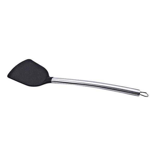 Kn605 Stainless Steel Handle Silicone Slice High Temperature Resistance Cooking Slice (Black) - Image 2