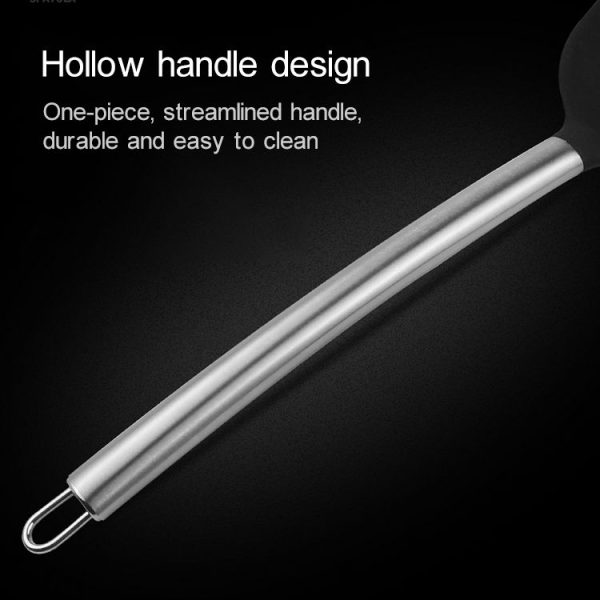 Kn605 Stainless Steel Handle Silicone Slice High Temperature Resistance Cooking Slice (Black) - Image 5