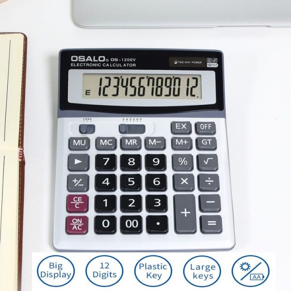 OSALO OS-1200V 12 Digits Desktop Calculator Solar Energy Dual Power Calculator - Image 6