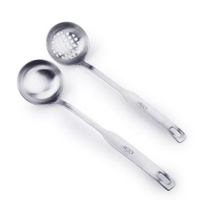 2 in 1 LXBF LX-CJS2 Stainless Steel Draging Spoon + Round Soup Spoon Cutlery Set