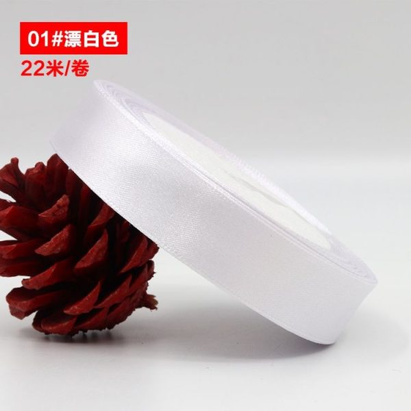 5 Volumes Color Satin Ribbons Handmade DIY Wedding Cake Decoration Holiday Gift Packages, Size: 22m x 2cm (White) - Image 2
