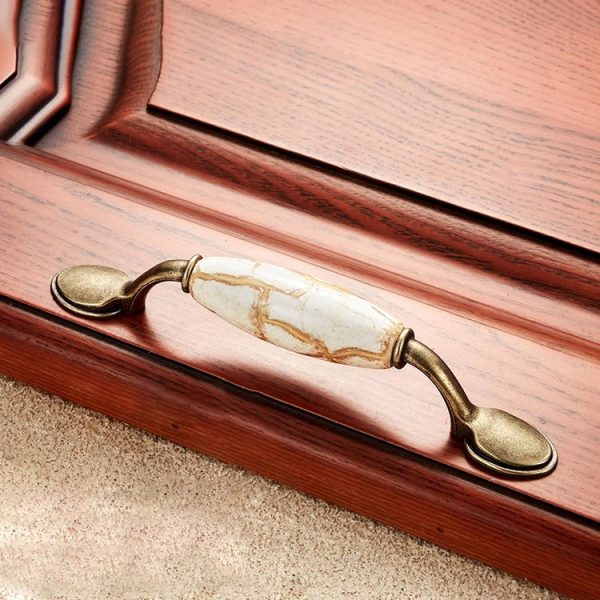 5 PCS 5018_96 Marble Texture Ceramic Closet Cabinet Handle Pitch: 96mm - Image 2